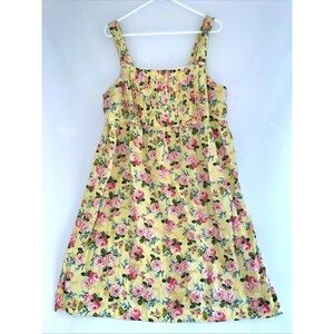 Cottagecore Yellow Pink Rose Floral Cotton Sundress Nightie‎ Babydoll Ruffles XL